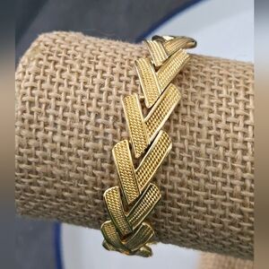 Vintage Goldtone Etched Wheat Ear Bracelet